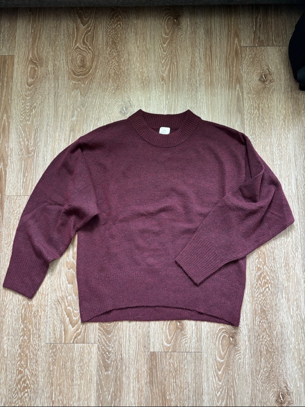 a new day maroon/burgundy oversized cozy mock neck sweater, size XS
